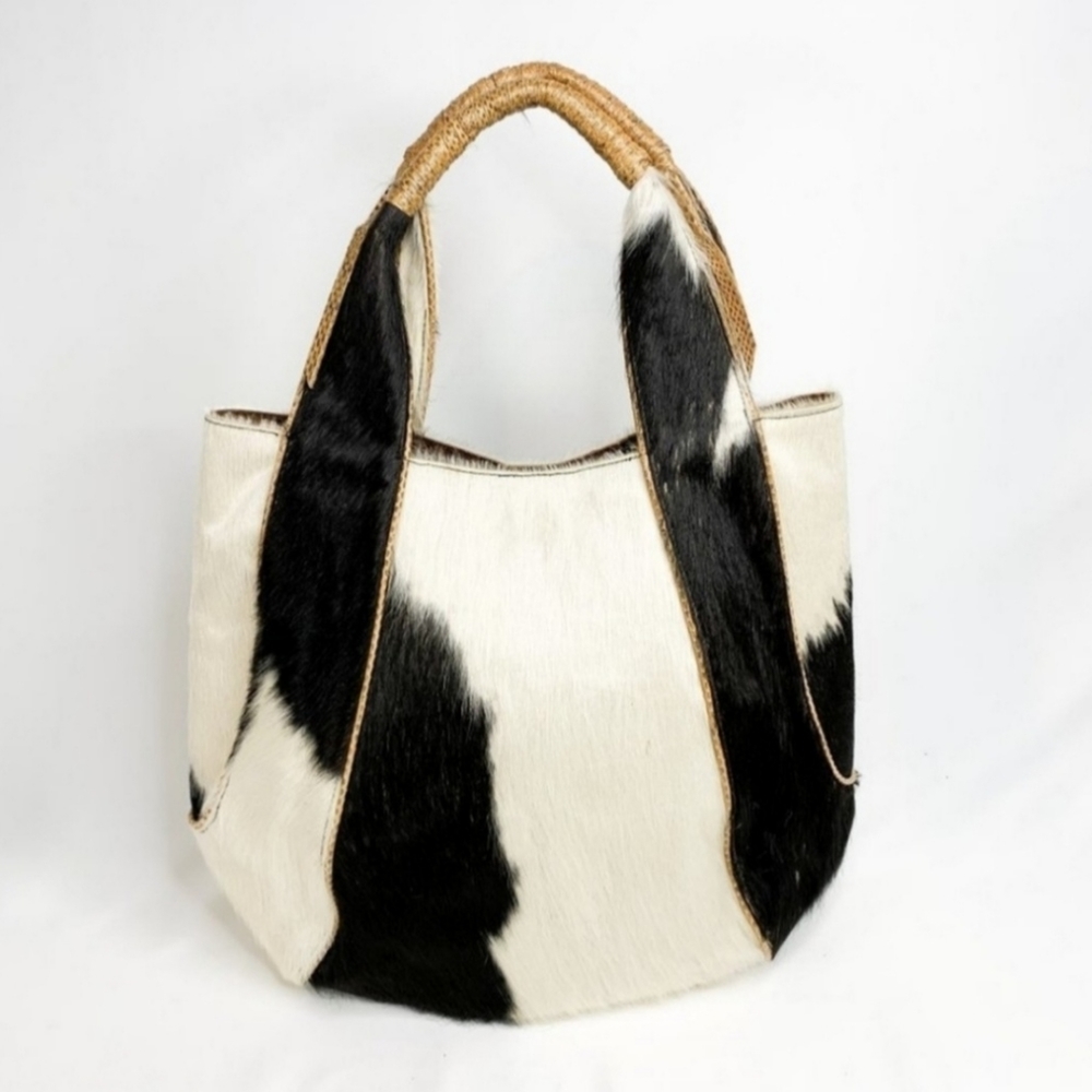BEIRN JENNA Black / White Calf Hair Tote Bag